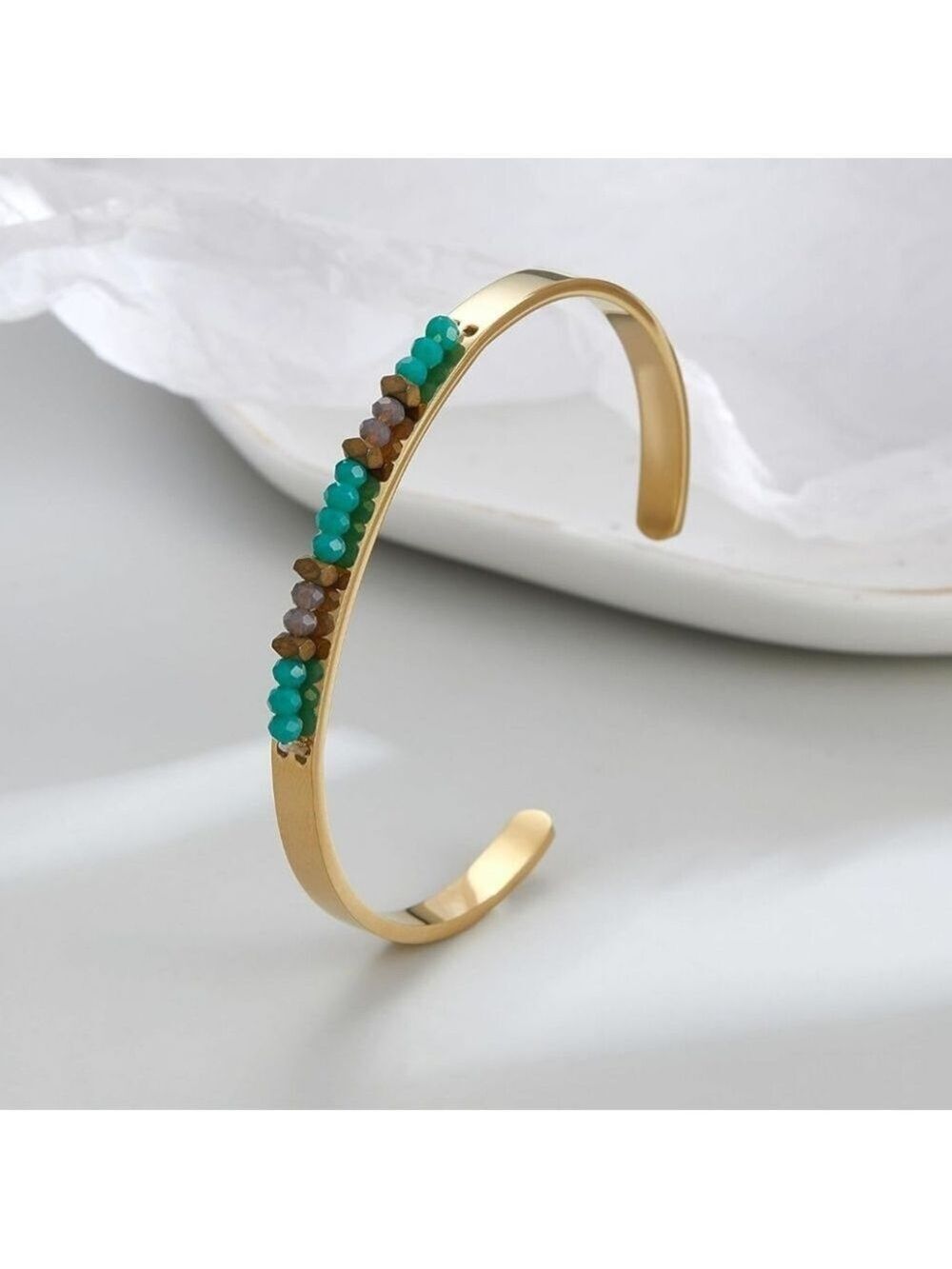 Cuff Bracelet With Semi Precious Stones